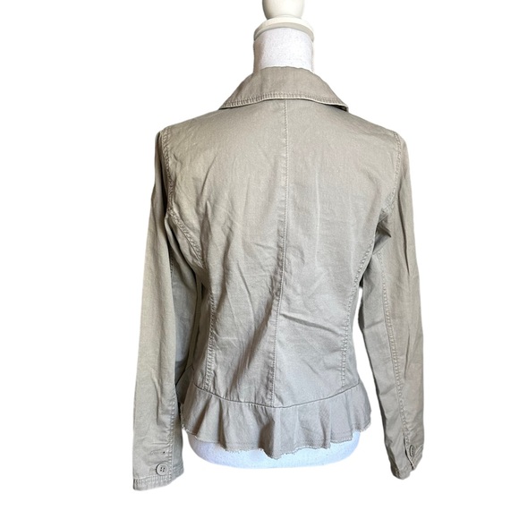 Caslon 100% Cotton Snap Button Ruffle Front Collared Blazer Jacket Size Small - Picture 3 of 17